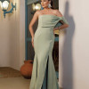 VESTIDO DE FESTA THAISE LAÇO OMBRO - VERDE OLIVA