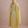 VESTIDO MARILYN RENDA UM OMBRO COM CAPA - AMARELO MANTEIGA