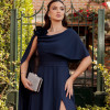 VESTIDO DE FESTA LONGO GARDEN DETALHE CAPA - AZUL MARINHO