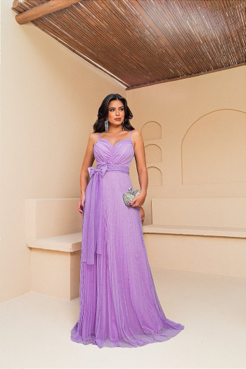 VESTIDO LONGO TULE GLITTER KATE - LAVANDA