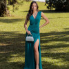 VESTIDO LONGO KOURTNEY DRAPEADO FENDA - TRANSFORMATIVE TEAL