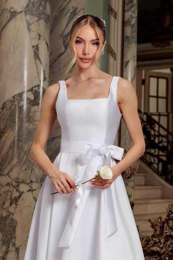 VESTIDO MIDI SINGAPURA ZIBELINE FAIXA AMARRAÇÃO NOIVINHAS - OFF WHITE