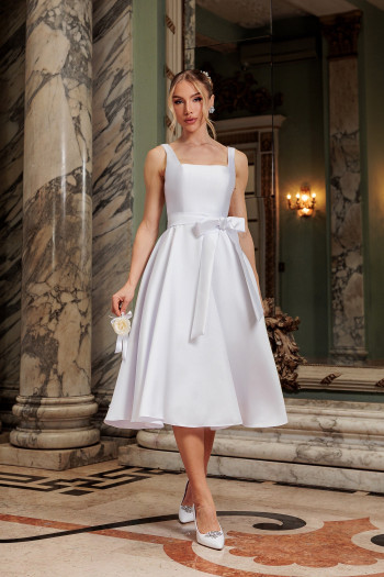 VESTIDO MIDI SINGAPURA ZIBELINE FAIXA AMARRAÇÃO NOIVINHAS - OFF WHITE