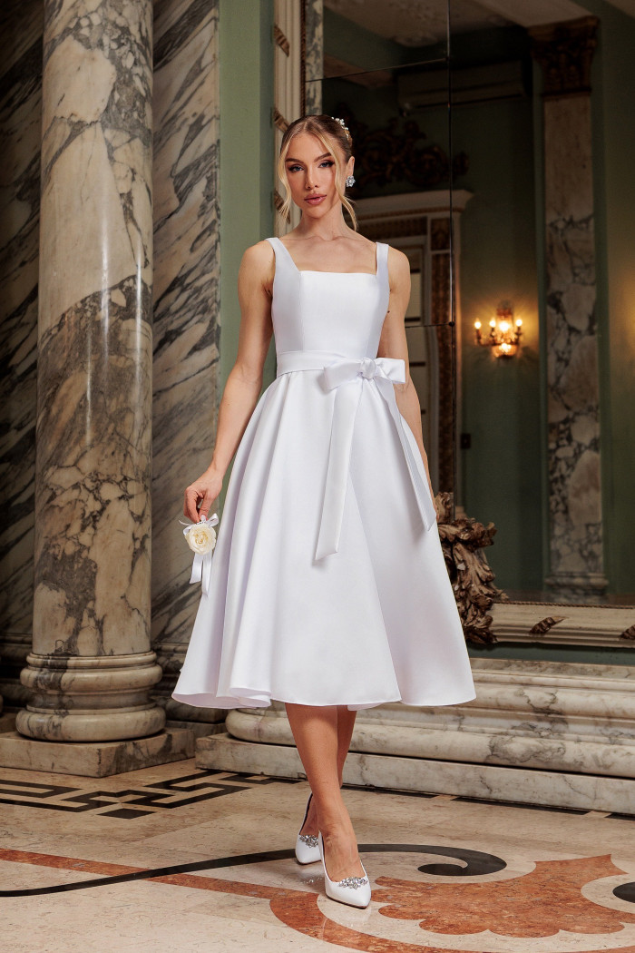 VESTIDO MIDI SINGAPURA ZIBELINE FAIXA AMARRAÇÃO NOIVINHAS - OFF WHITE