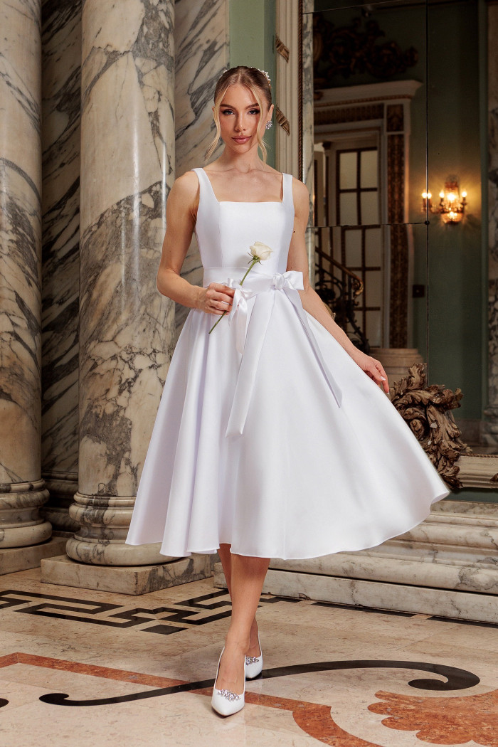 VESTIDO MIDI SINGAPURA ZIBELINE FAIXA AMARRAÇÃO NOIVINHAS - OFF WHITE