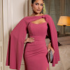 VESTIDO DE FESTA SEUL T.Q.C COM CAPA - ROSA CANELA