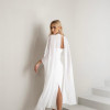 VESTIDO TAMIRES T.Q.C ALFAIATARIA COM CAPA CHIFFON NOIVINHAS - OFF WHITE