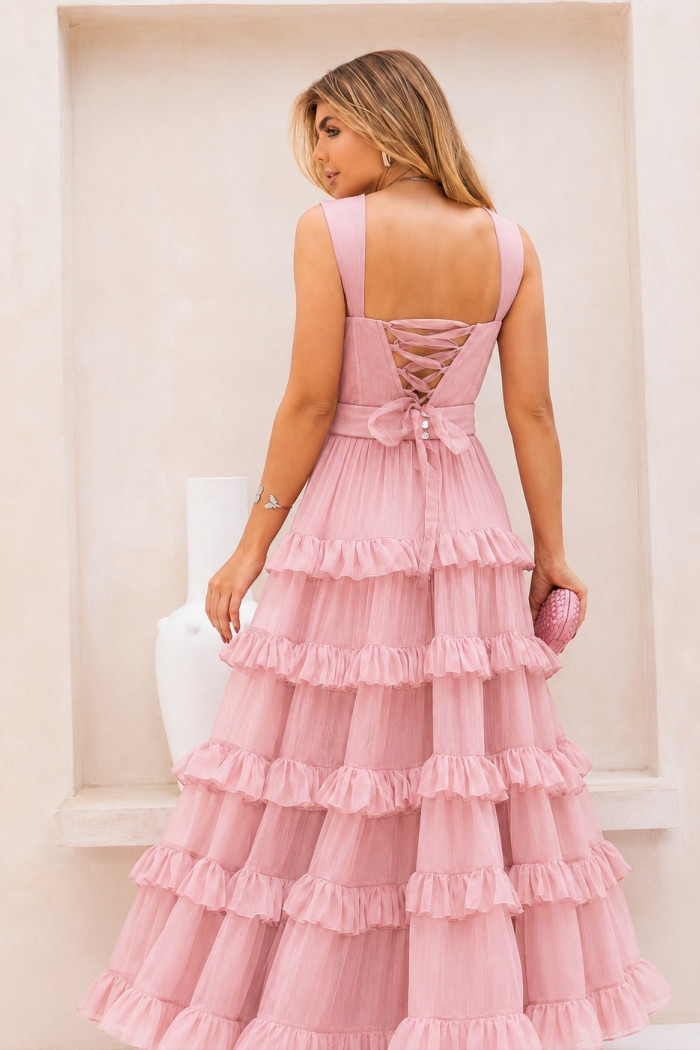 VESTIDO SAINT-TROPEZ ALÇA BABADOS CLOSET DELUXE - ROSA CLARO