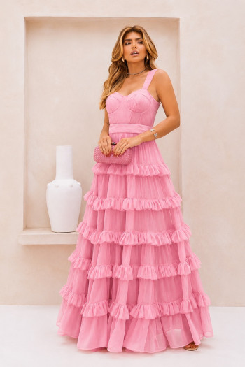 VESTIDO SAINT-TROPEZ ALÇA BABADOS CLOSET DELUXE - ROSA CLARO