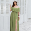 VESTIDO OMBRO A OMBRO KAROLINE PLUS - VERDE OLIVA