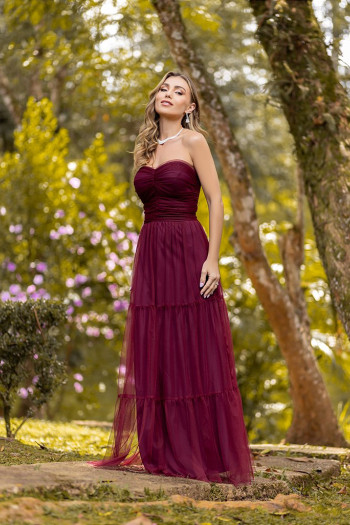 VESTIDO VIVIAN TULE MULTIFORMAS - MARSALA