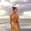 CONJUNTO CROPPED E SAIA EM PAETÊ VIVIAN - DOURADO