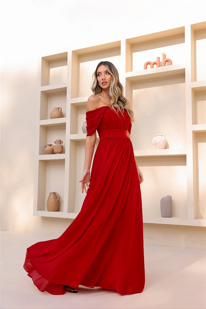 VESTIDO LARA LONGO CIGANINHA - VERMELHO