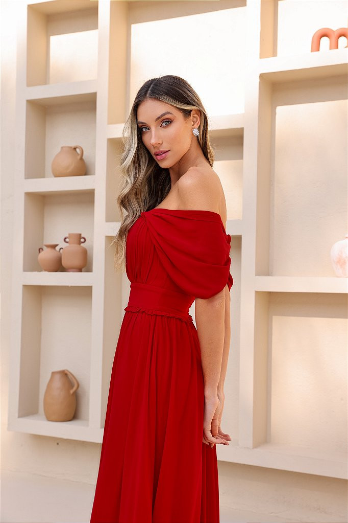 VESTIDO LARA LONGO CIGANINHA - VERMELHO
