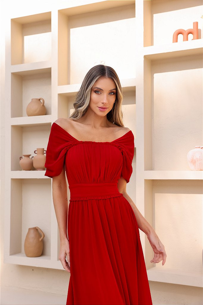 VESTIDO LARA LONGO CIGANINHA - VERMELHO