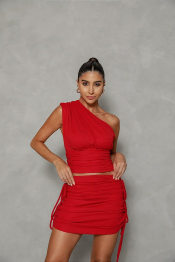 SAIA FRANZIDA TIRAS LATERAIS - VERMELHO