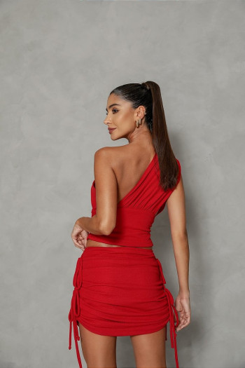 SAIA FRANZIDA TIRAS LATERAIS - VERMELHO