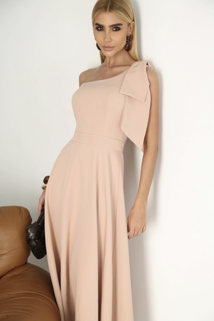 VESTIDO GLÁUCIA UM OMBRO COM LAÇO - ROSÉ