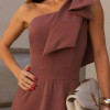 VESTIDO GLÁUCIA UM OMBRO COM LAÇO - MARROM
