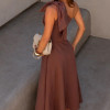 VESTIDO GLÁUCIA UM OMBRO COM LAÇO - MARROM