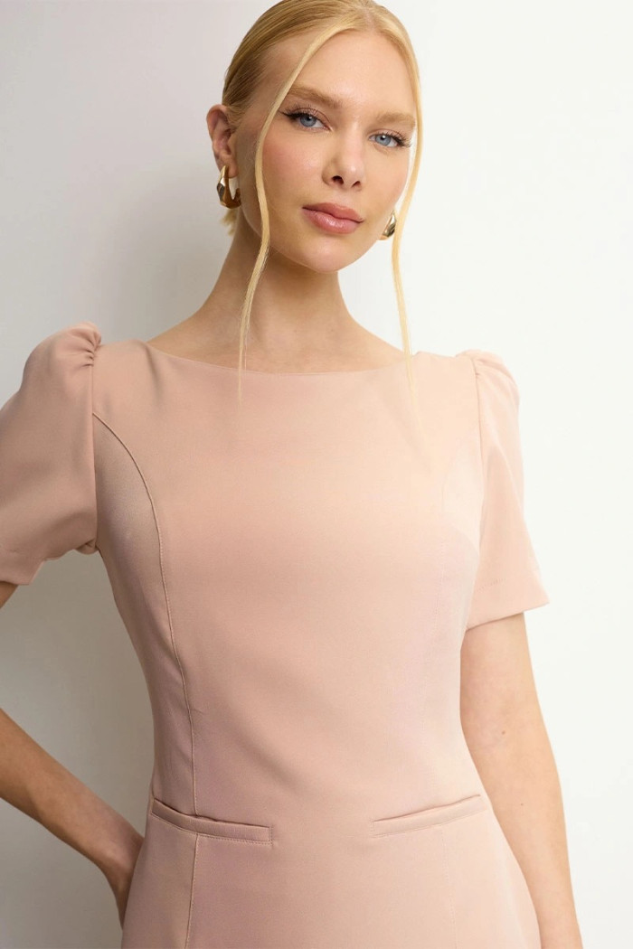 VESTIDO ALDA CURTO MANGA - BEGE