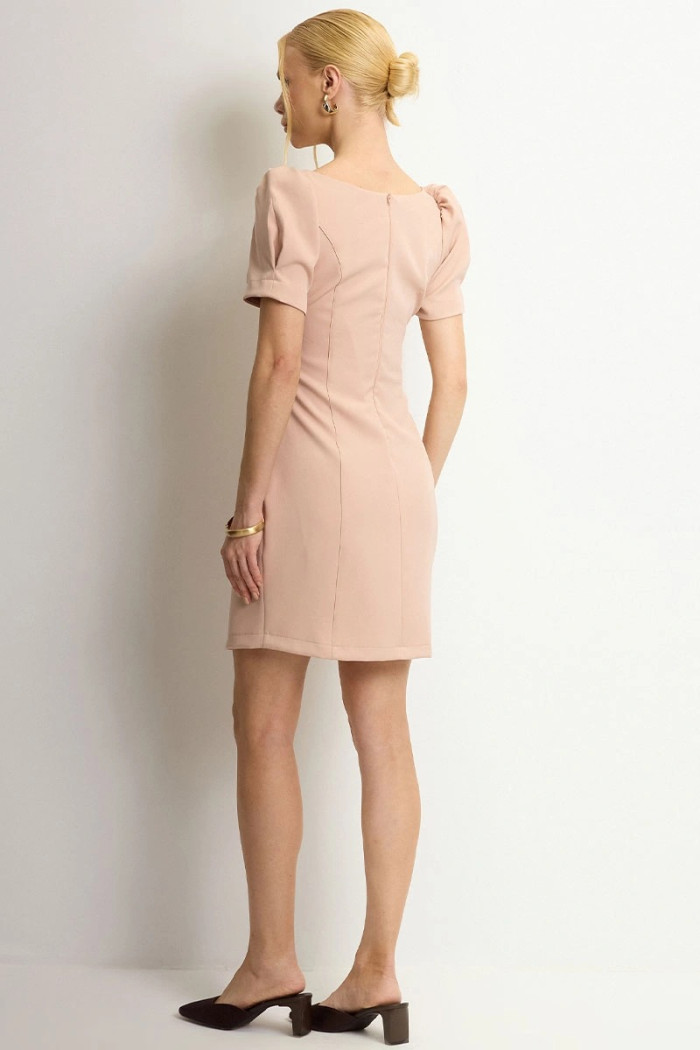 VESTIDO ALDA CURTO MANGA - BEGE