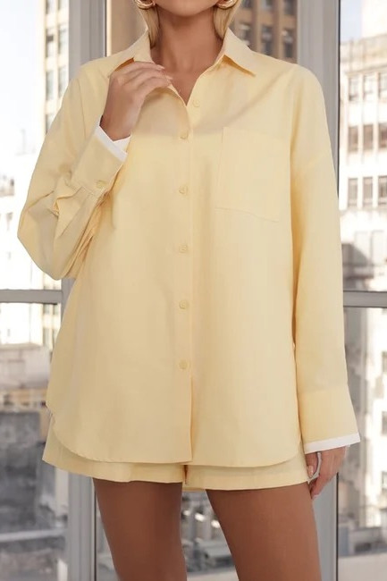 CONJUNTO PIETRA CAMISA E SHORT ALFAITARIA - CAMOMILA