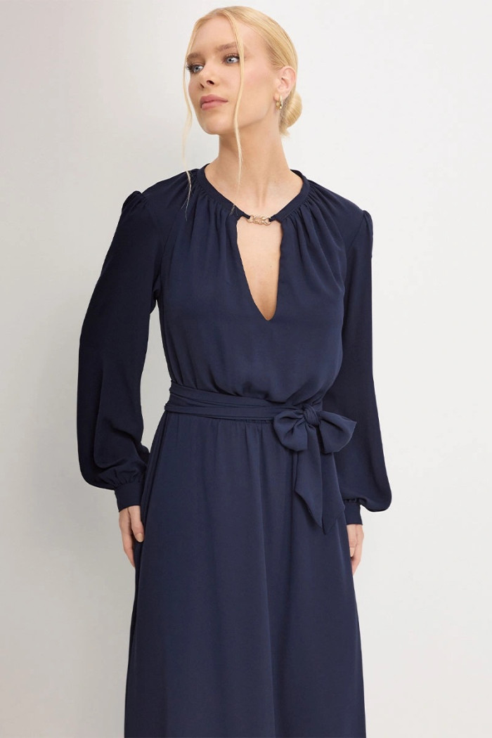 VESTIDO LONGO DARA MANGA LONGA - AZUL MARINHO