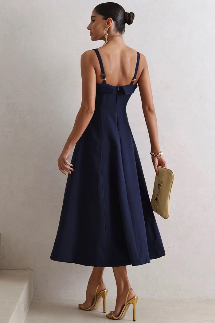 VESTIDO TEODORA COM ALÇA E BOLSOS - AZUL MARINHO