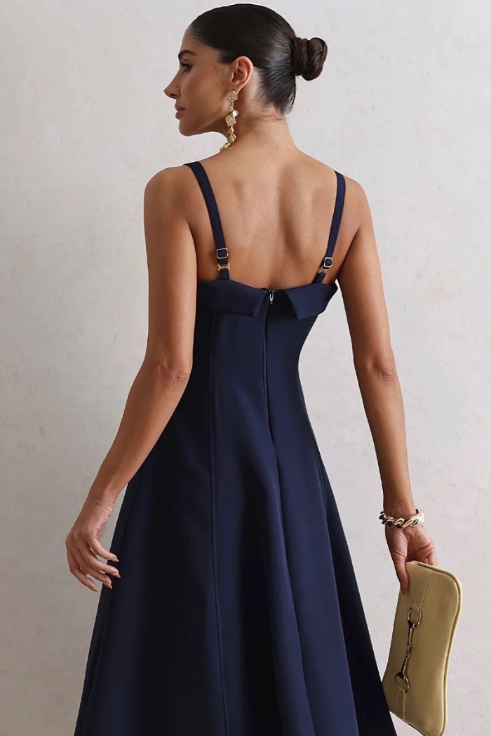 VESTIDO TEODORA COM ALÇA E BOLSOS - AZUL MARINHO