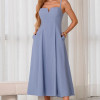 VESTIDO CAROL DECOTE V COM ALÇAS - AZUL
