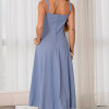 VESTIDO CAROL DECOTE V COM ALÇAS - AZUL