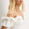 VESTIDO DRIELY MIDI DECOTE V COM BABADOS - OFF WHITE