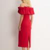 VESTIDO DRIELY MIDI DECOTE V COM BABADOS - VERMELHO