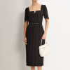 VESTIDO GEORGIA RISCA DE GIZ - PRETO