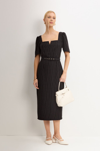 VESTIDO GEORGIA RISCA DE GIZ - PRETO