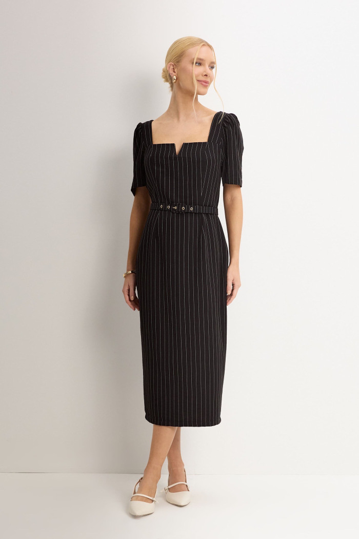 VESTIDO GEORGIA RISCA DE GIZ - PRETO