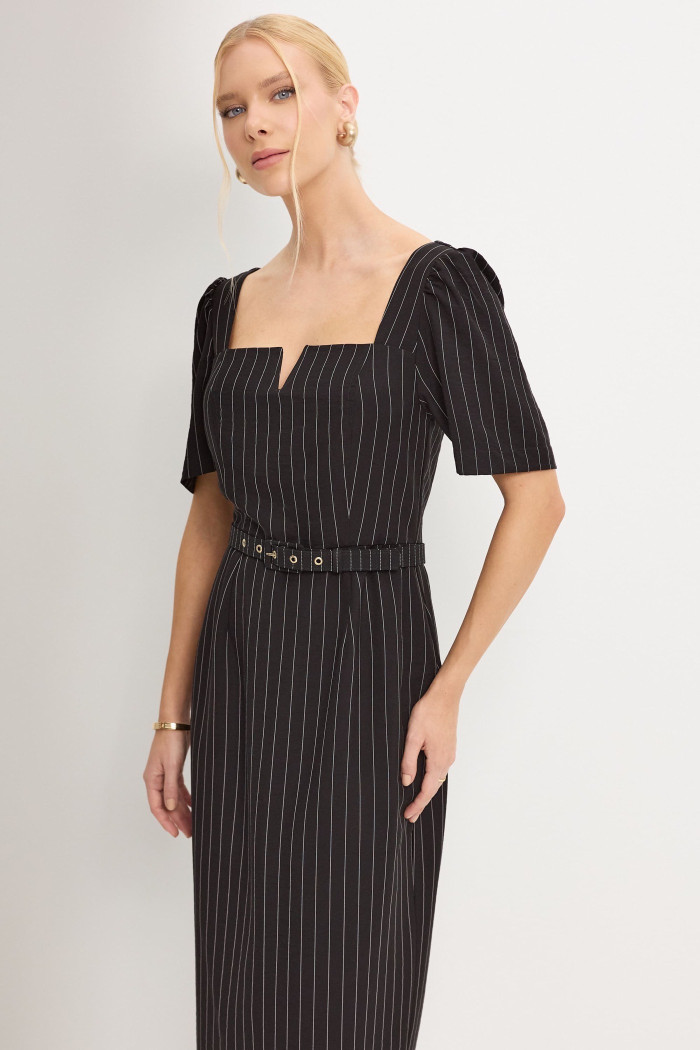 VESTIDO GEORGIA RISCA DE GIZ - PRETO