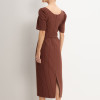 VESTIDO GEORGIA RISCA DE GIZ - MARROM