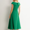 VESTIDO HILDA MIDI DETALHE FLOR - VERDE