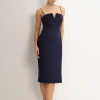 VESTIDO JULIANA TUBINHO COM PREGAS FRENTE - AZUL MARINHO