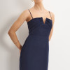 VESTIDO JULIANA TUBINHO COM PREGAS FRENTE - AZUL MARINHO