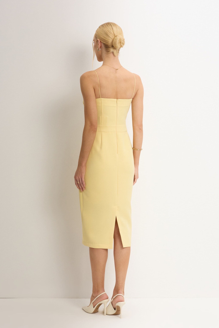 VESTIDO JULIANA TUBINHO COM PREGAS FRENTE - AMARELO