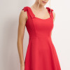 VESTIDO KÁTIA LONGUETE COM ALÇA E LAÇOS - VERMELHO