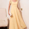 VESTIDO KÁTIA LONGUETE COM ALÇA E LAÇOS - AMARELO