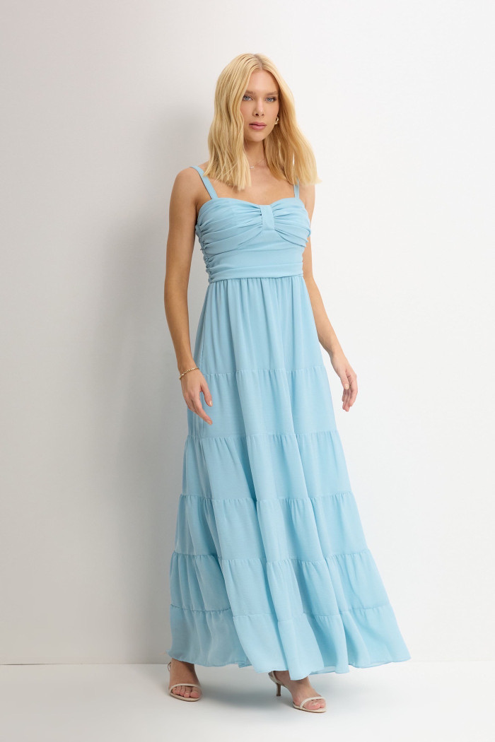 VESTIDO MAISA LONGO CHIFFON - AZUL