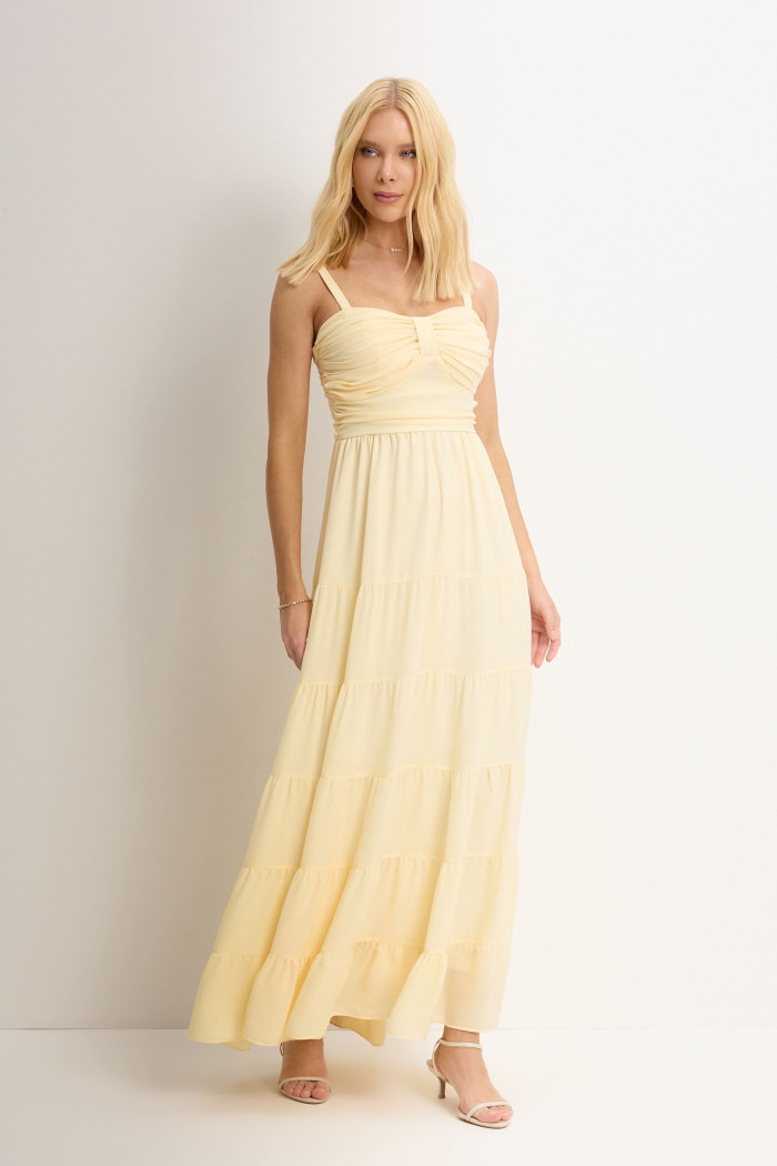 VESTIDO MAISA LONGO CHIFFON - AMARELO