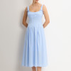 VESTIDO ORNELA COM PREGAS E DETALHE LAÇO NA ALÇA - AZUL CLARO