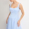 VESTIDO ORNELA COM PREGAS E DETALHE LAÇO NA ALÇA - AZUL CLARO