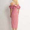 VESTIDO OMBRO A OMBRO MIDI BABADOS PATY - ROSA